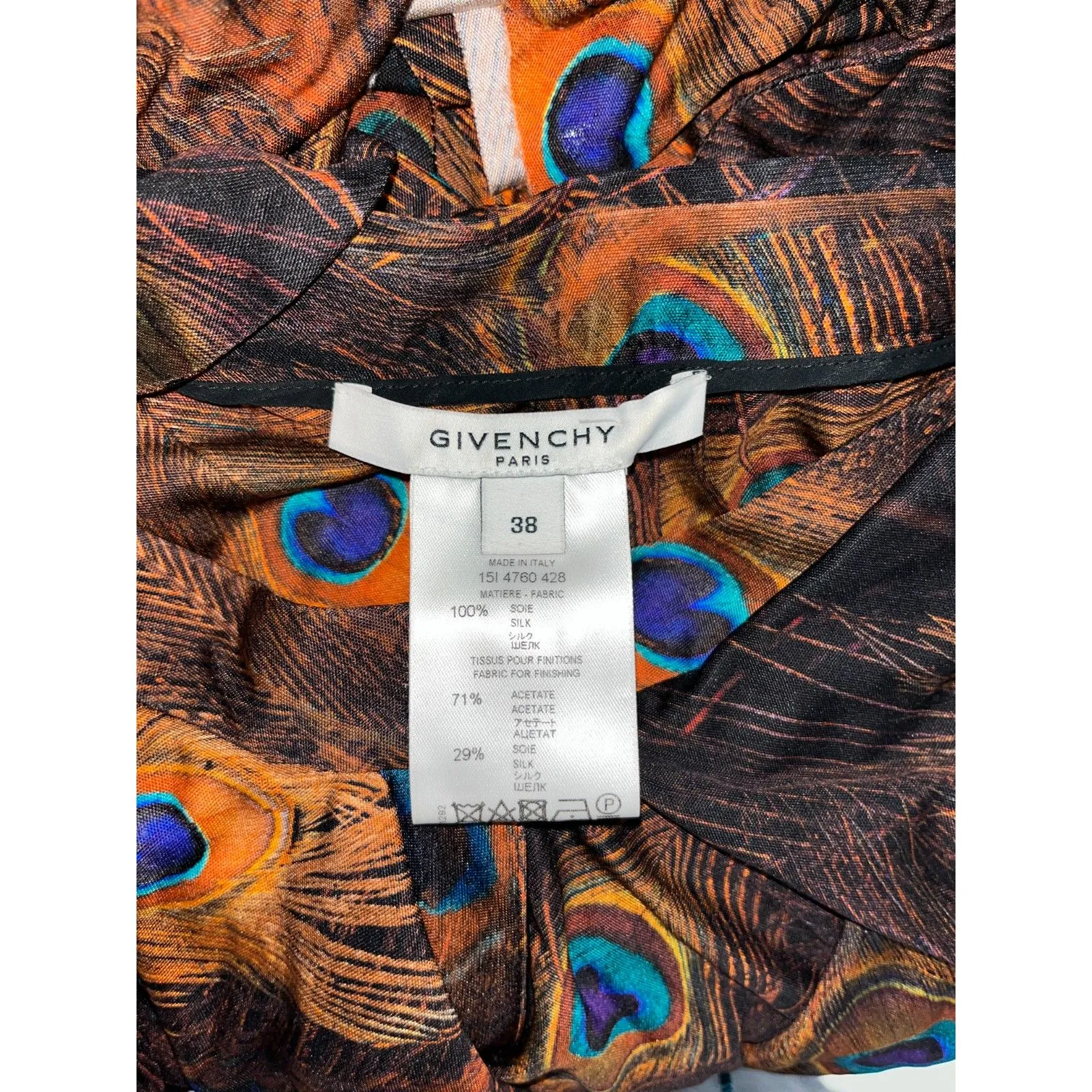 Givenchy Silk Midi Skirt Peacock Animal Print Ruffle Size 38 (6) Rare Luxury - Image 5