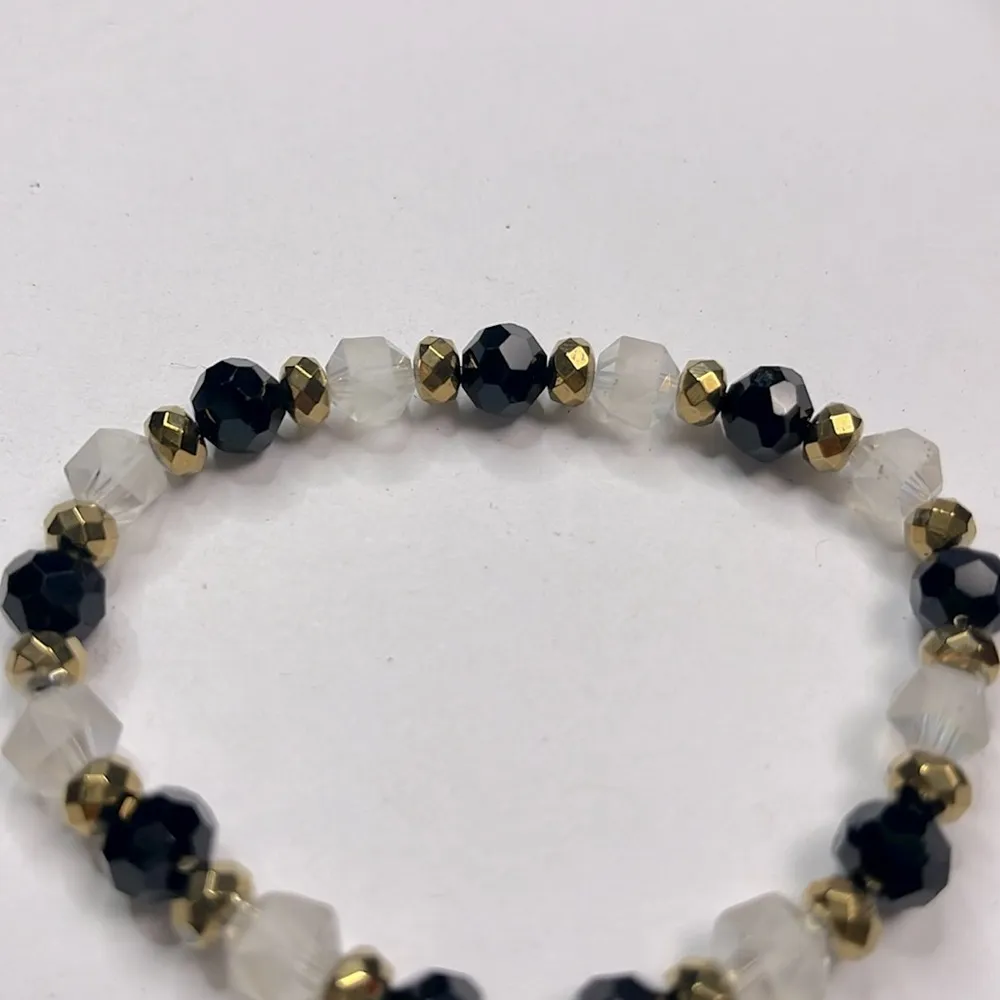 Erimish black clear gold faceted bead bracelet - Image 2
