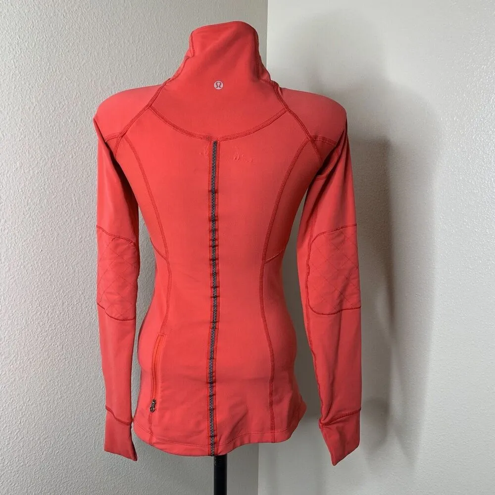 Lululemon Toasty Tech Quilted Elbow Love Red Coral 1/2 Zip Jacket Coat Sz 2 - Image 7