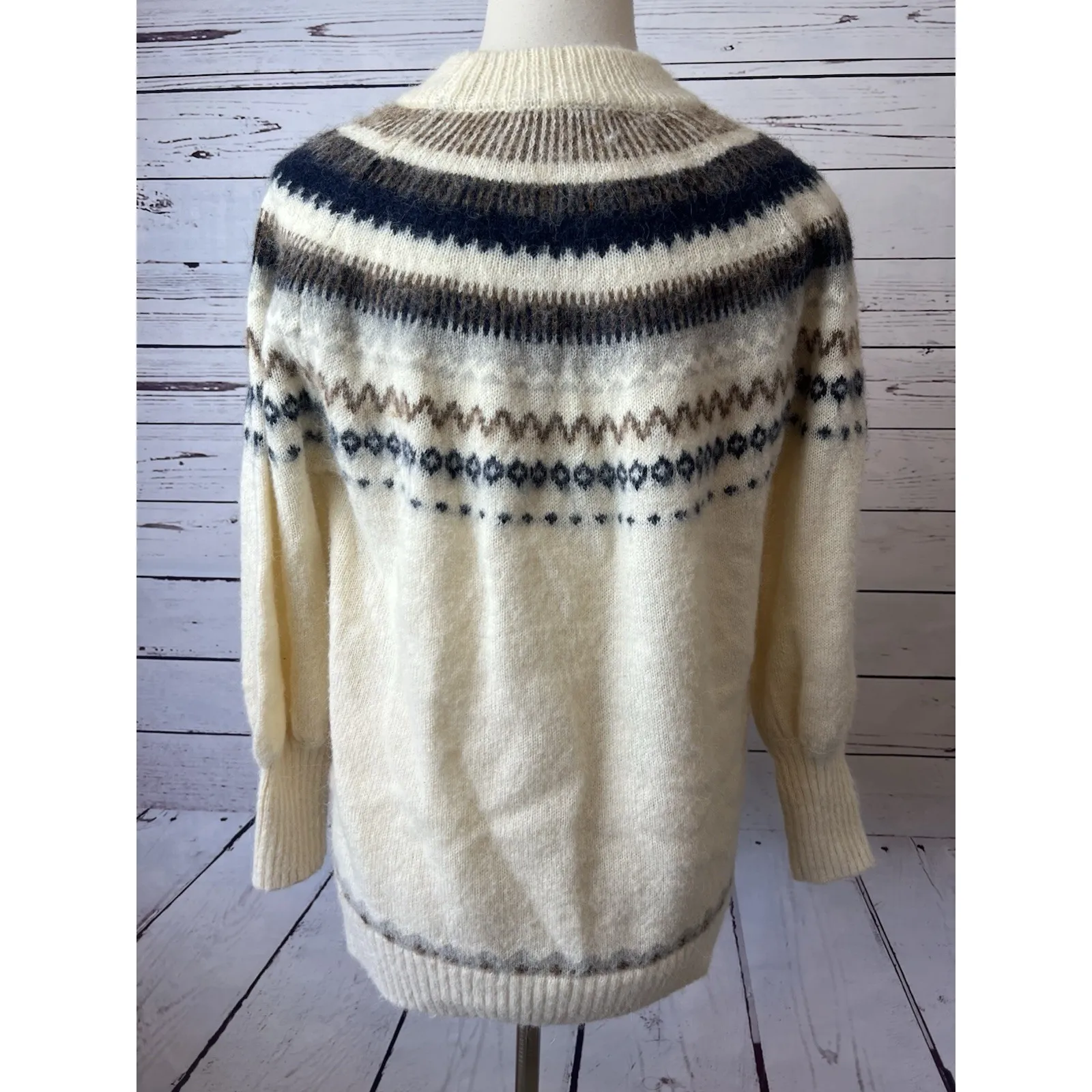 J Crew Fair Isle Sweater Wool Alpaca Wool size Medium BD152‎ Nordic Pullover - Image 2