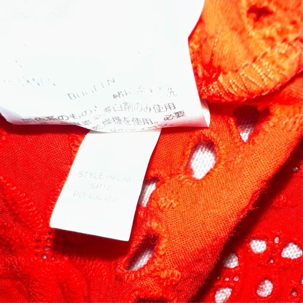 Madewell • Beautiful Bright Poppy Red Eyelet Lattice Scalloped Hem Blouse Size S - Image 11