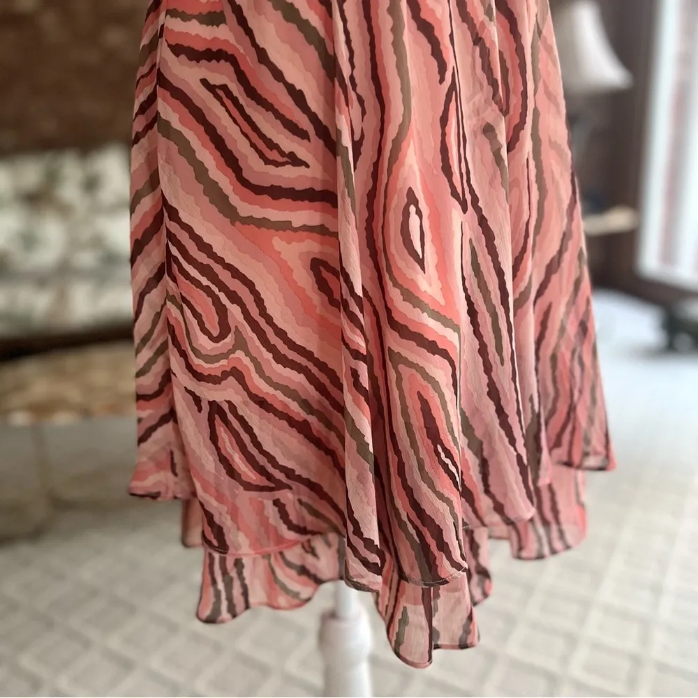 Bar III Dress Striped Tiered Hem Animal Print Coral Sleeveless 10 Cocktail Mini - Image 16