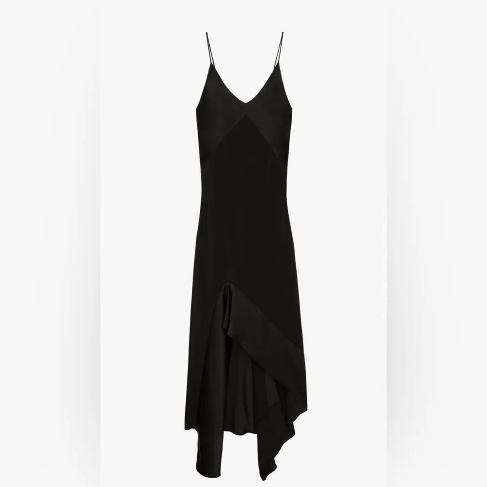 Zara Narciso‎ Rodríguez Black Christmas Maxi V-Neck Silk Blend Slip Dress Sz M - Image 3