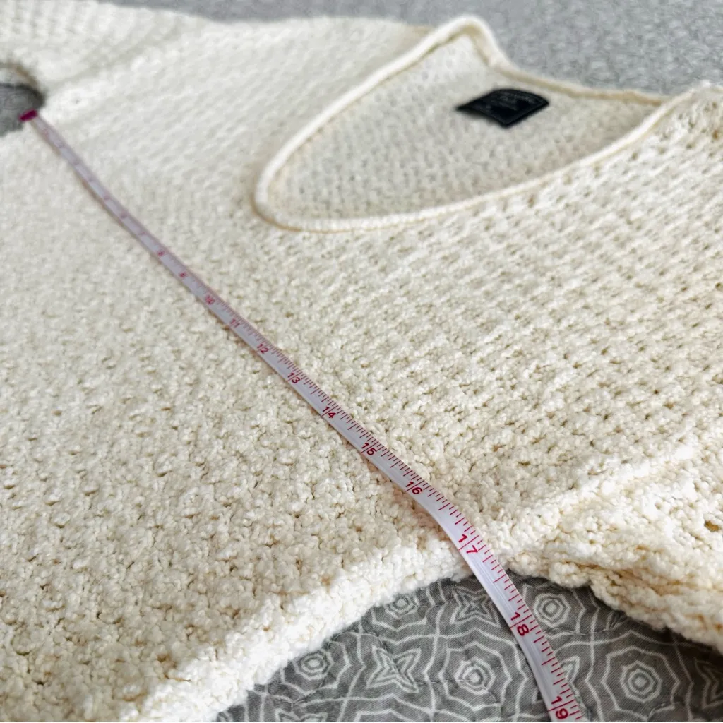 Abercrombie & Fitch Open Weave Scoop Neck Sweater Cream Ivory Size M - Image 8