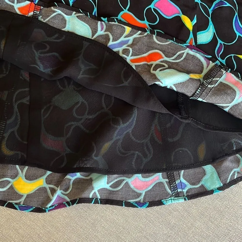 Staud Josephine Black Colorful Logo Print Side Zip Sweetheart Neck Top Blouse 12 - Image 10