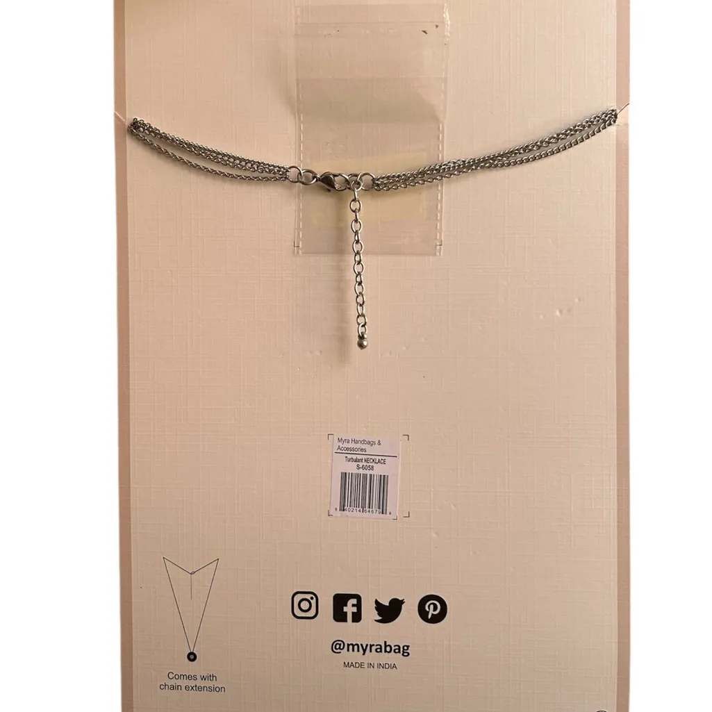 New Myra Turquoise & Silver Accents Layered Necklace Blue - Image 2