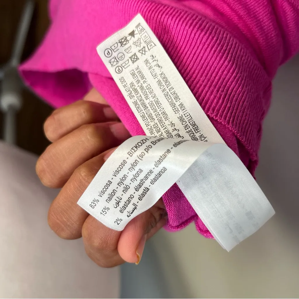 Zara Fuchsia Long Sleeve Blouse size Small preppy casual winter sweater - Image 9