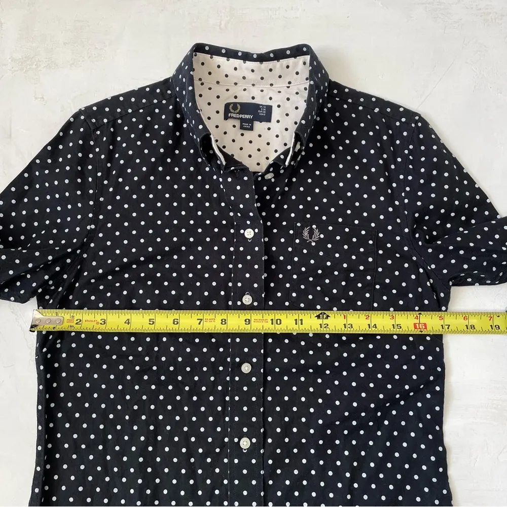 Fred Perry Polkadot Black and White Shirt Size 6 - Image 4