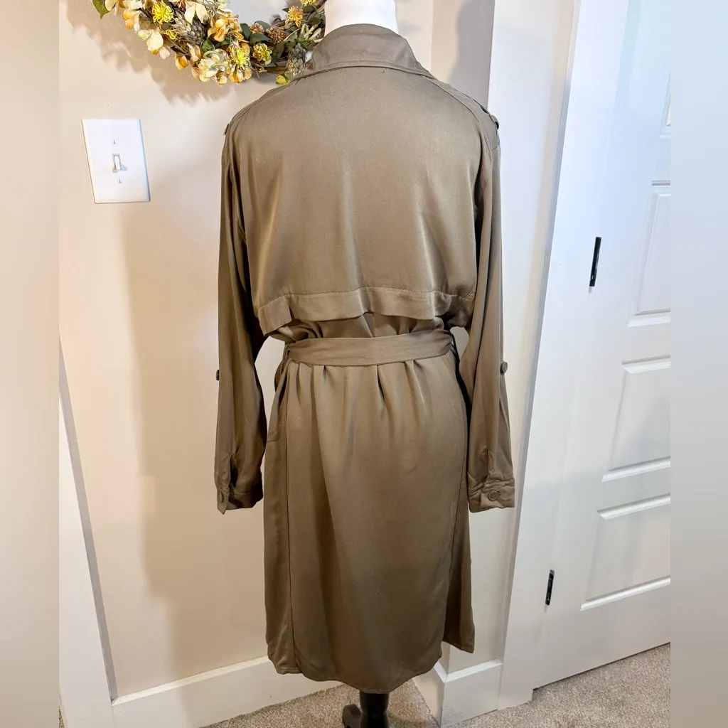 Carly Jean LA Lightweight Duster Trench Jacket Olive Green Size Large 💚 - Image 8
