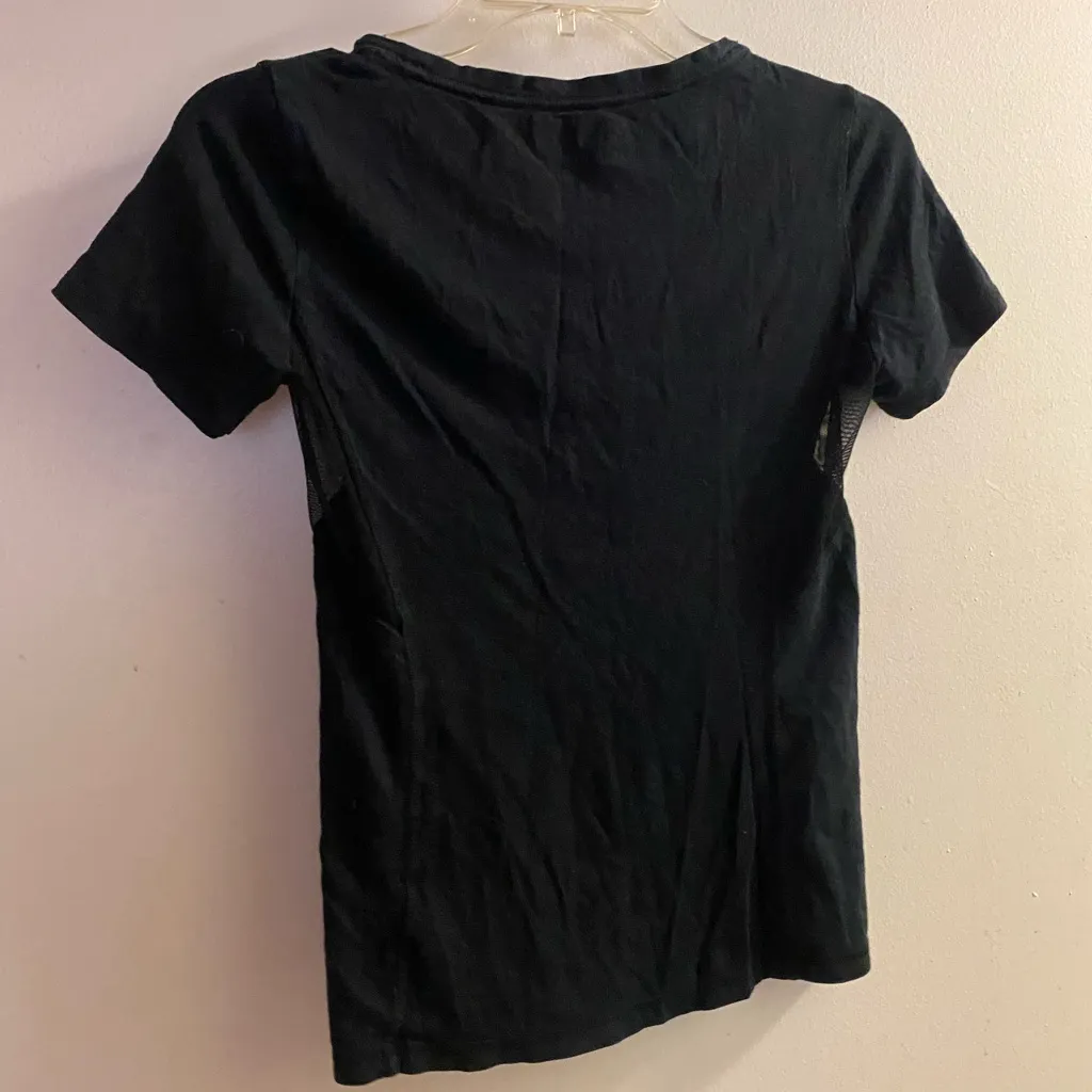 Forever 21 Womens Fitted Black Tee T Shirt Net Netting On Sides S Small Bust 32” - Image 5