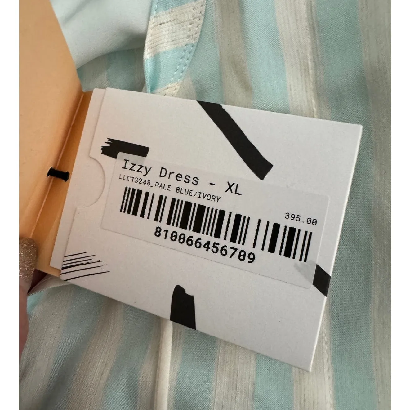 La Ligne Izzy Silk Blend Tiered Striped Dress blue ivory size XL extra large - Image 7