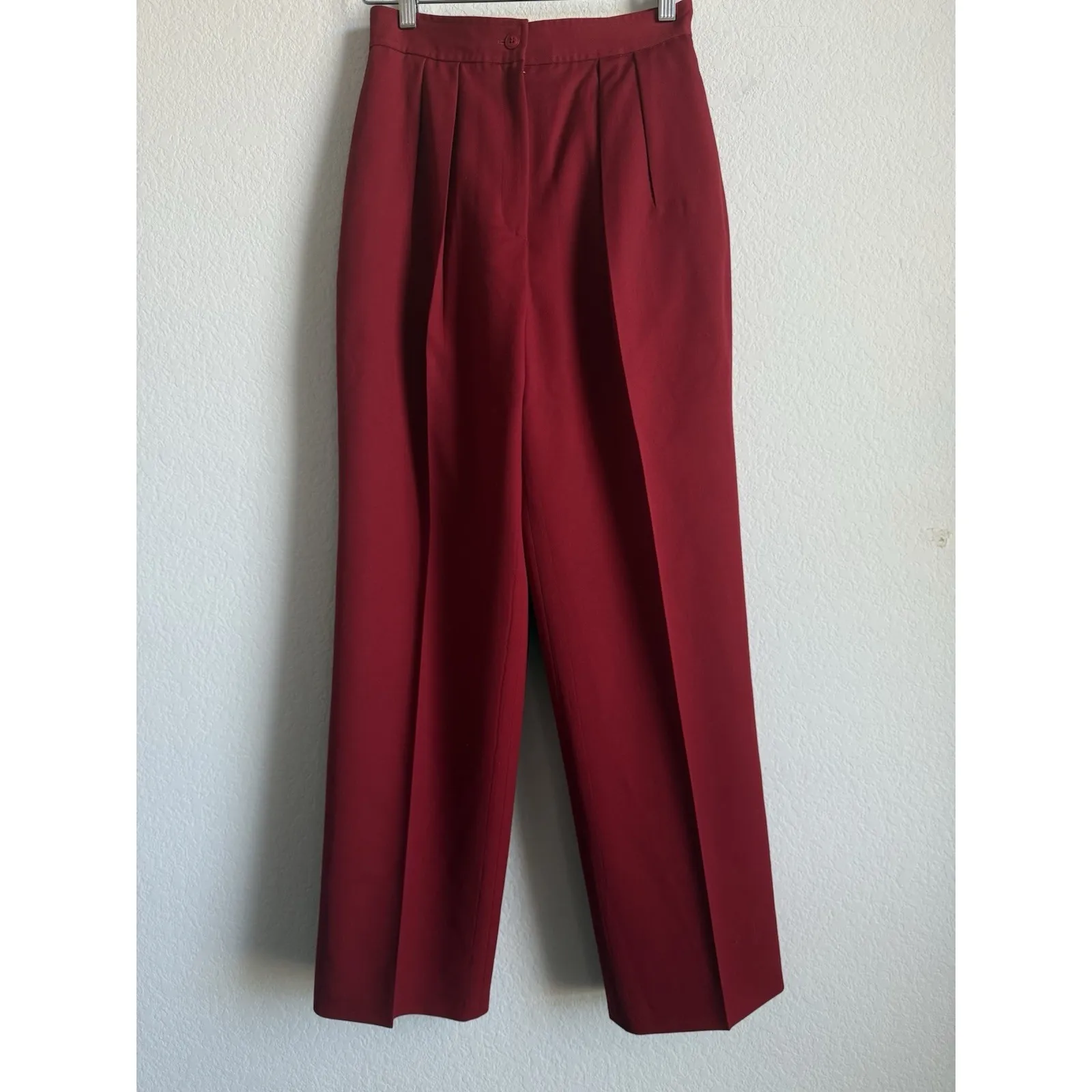 Carlisle Pleated Red Trouser Pant Women 6 Wool Retro Classic Career Office Work - Image 2