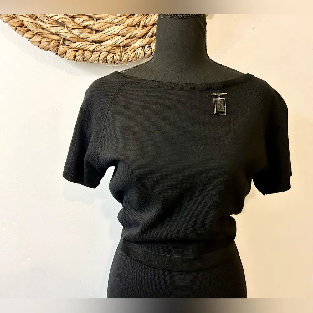 Vintage Goldworm Silk/Virgin Wool Blend Knit Dress Black Size undefined - Image 2