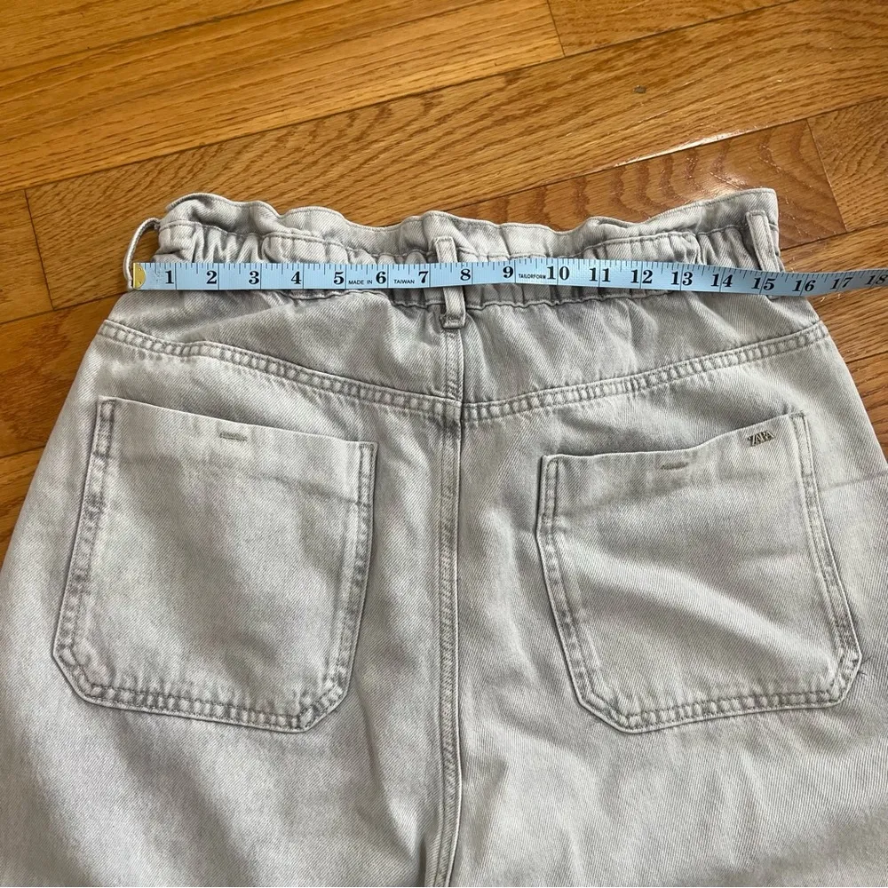ZARA baggy slouchy relaxed fit paper bag carrot leg ankle rigid jeans grey Sz 10 - Image 9