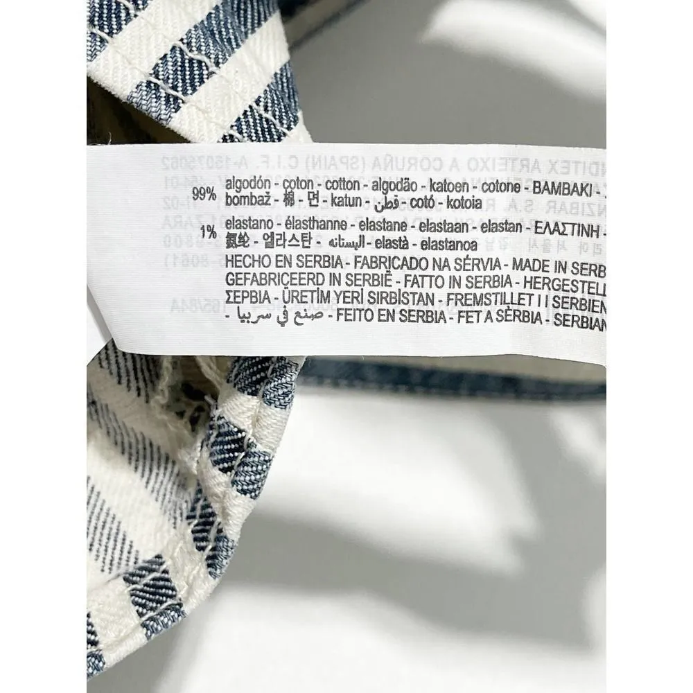 Zara Striped Denim Crop Bodice Tank Top Sleeveless‎ Blue White Small - Image 8