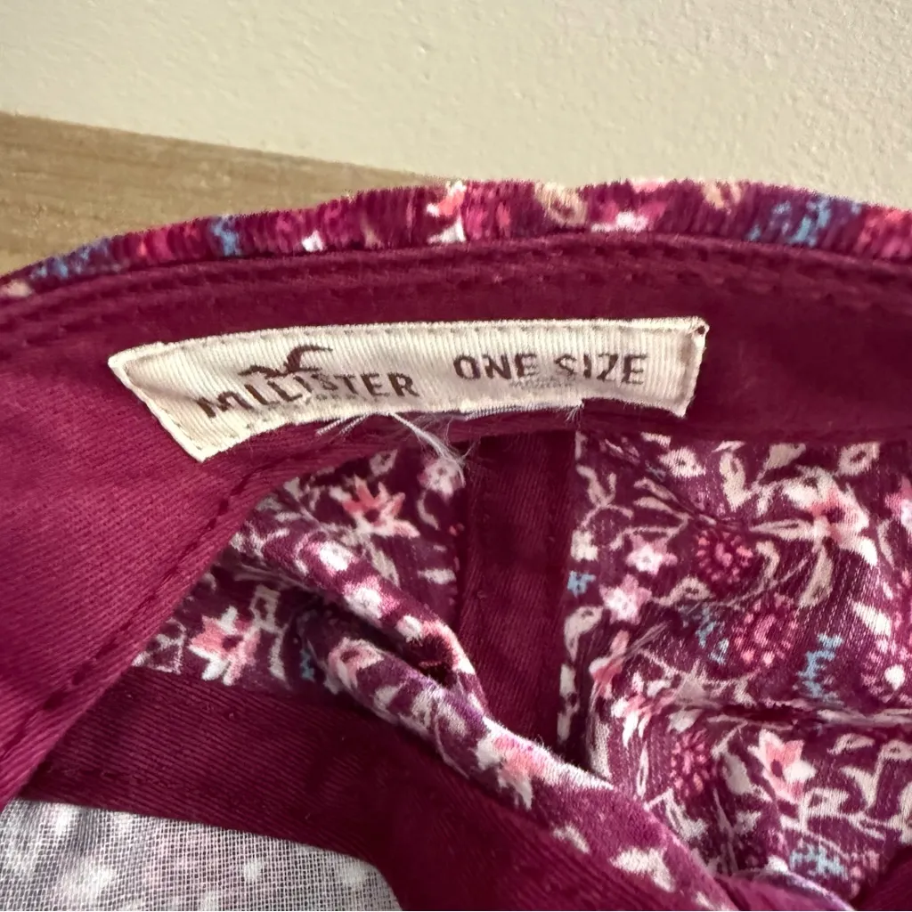 Hollister pink Floral corduroy cap adjustable Hat one size - Image 4