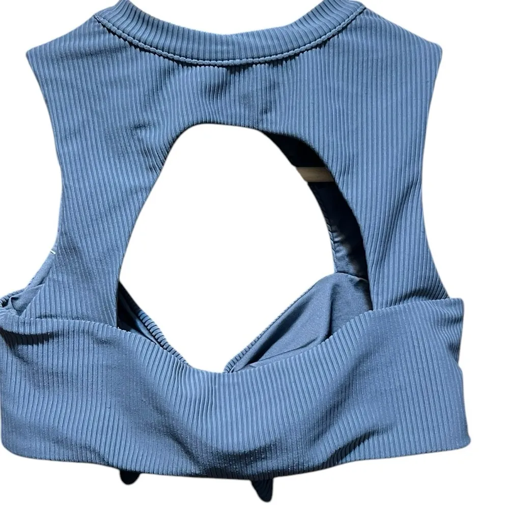 Frankies Bikinis NWT Gray Ronnie Ribbed Neck Tie Top Size Small - Image 10