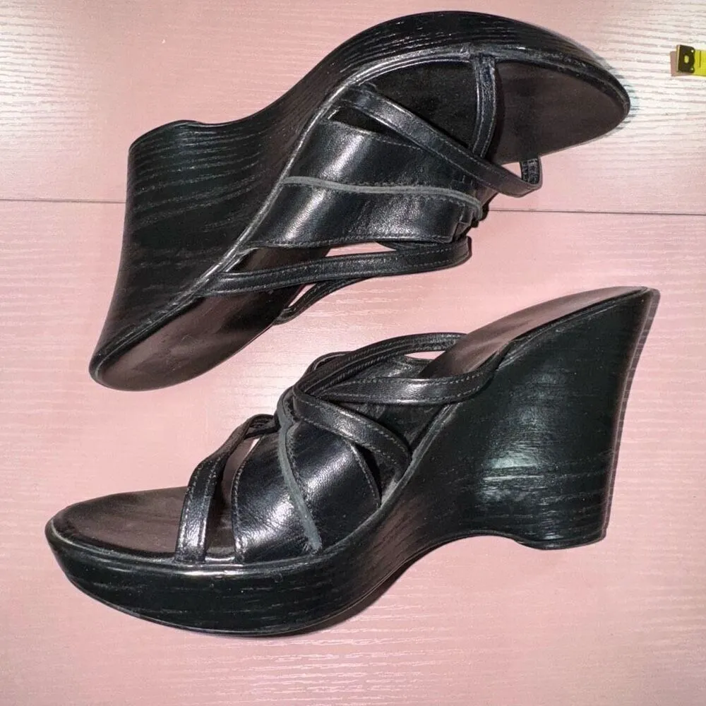 Aldo Black Wedge Sandal Size 37 - Image 2