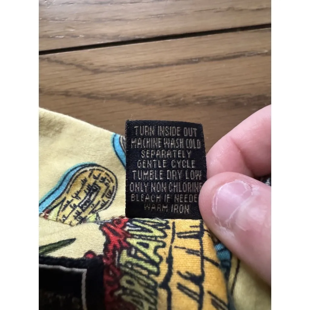 Jimmy Buffett Women Size Medium Button Down Hawaiian Tropical Short Sleeve Shirt Yellow - Image 9