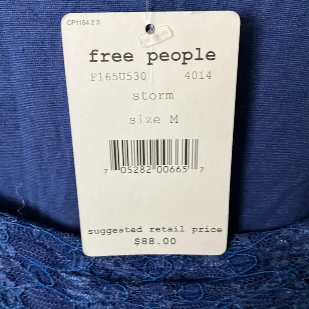 Free People: Blue Storm Lace Dress- Midi- Scoop neck- M - Image 2