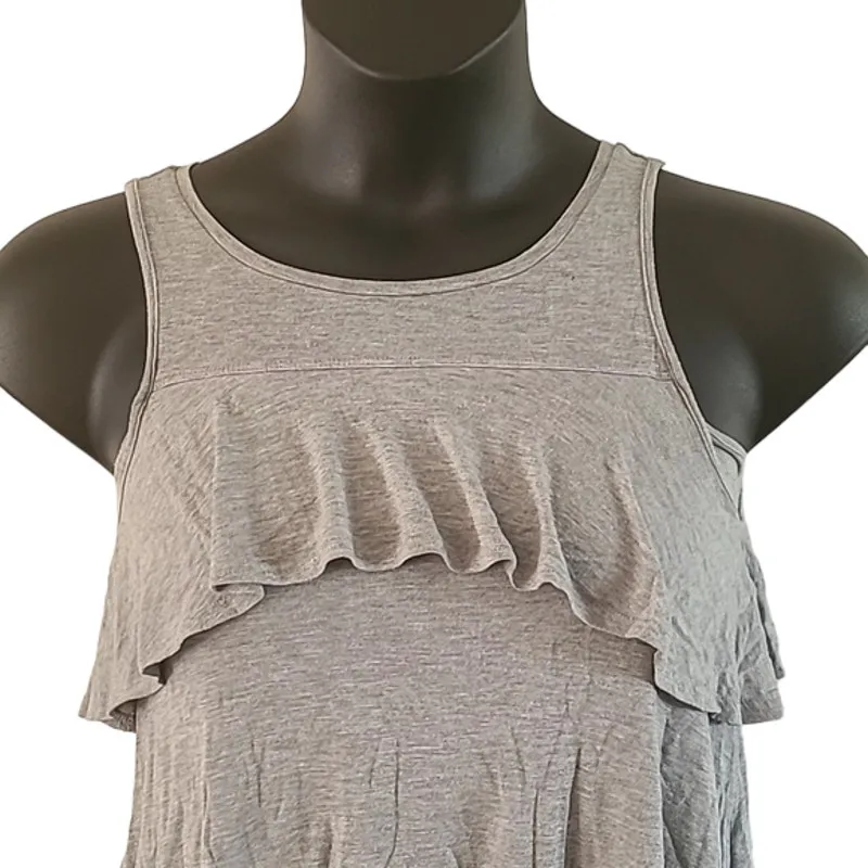 Tucker + Tate  Women's Gray Ruffle Sleeveless Tank Top - Size Large EUC - Image 3