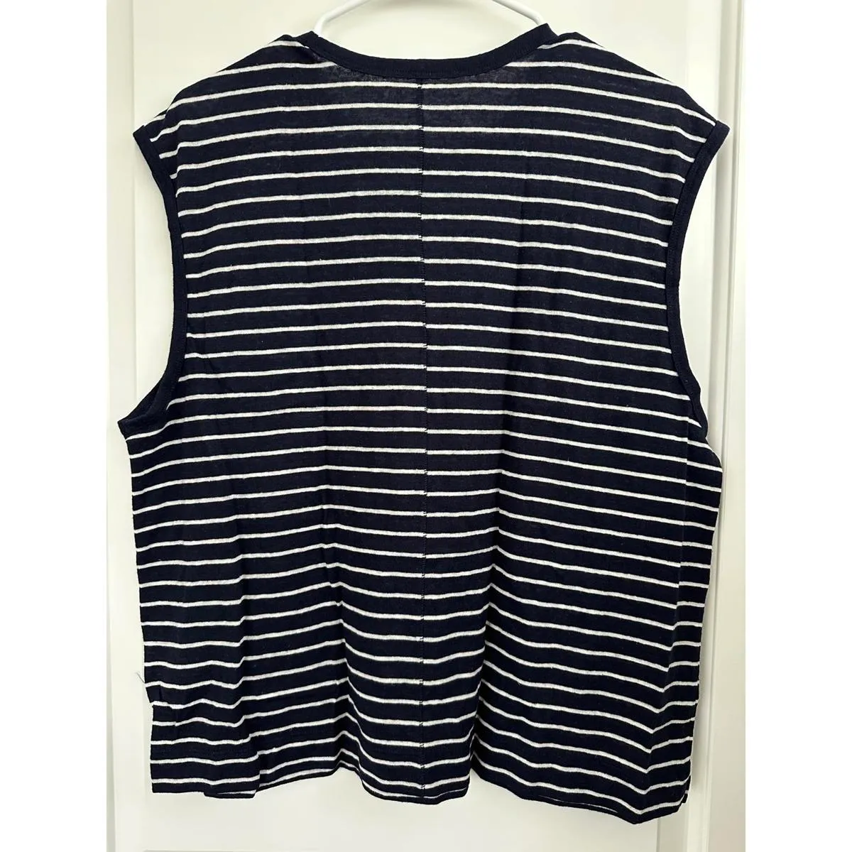 Gap Linen-Blend Crewneck Shell Tank Top NWT Navy Blue & White Stripe XL Tall - Image 6