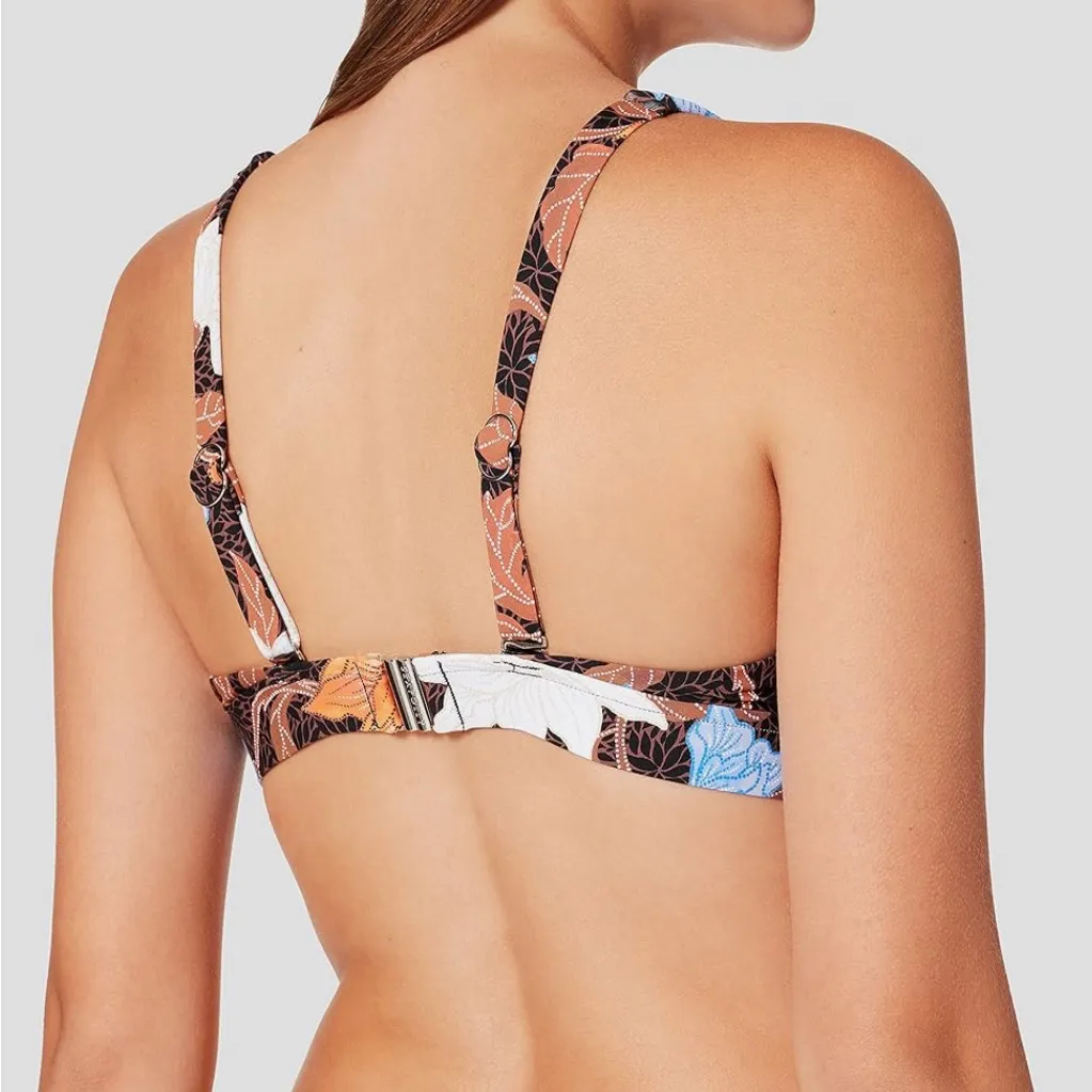 NWT Seafolly Boheme Longline Triangle Bikini Top Size 4 US Black Floral Bohemian - Image 4