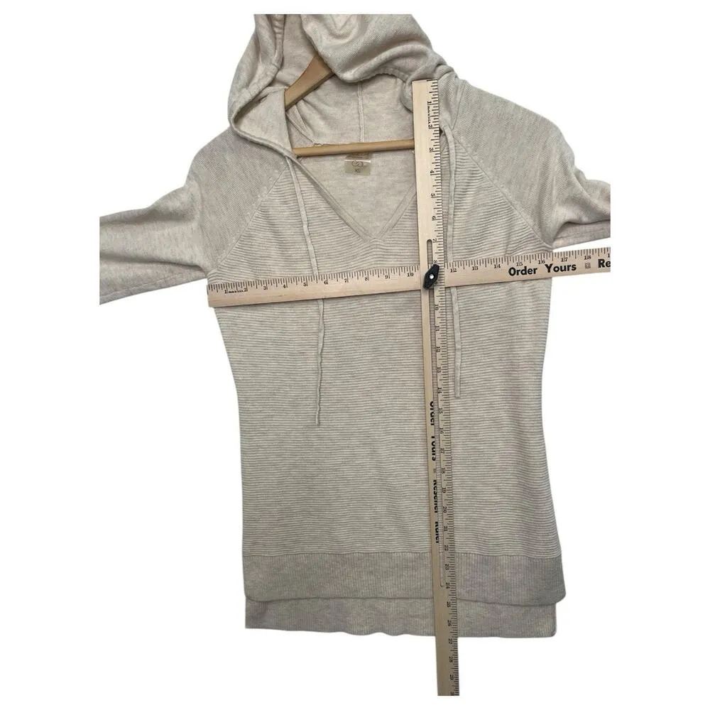 Calia Sweater Womens Extra Small Ivory Cashmere Blend Hoodie V Neck Textured Size XS - Image 11