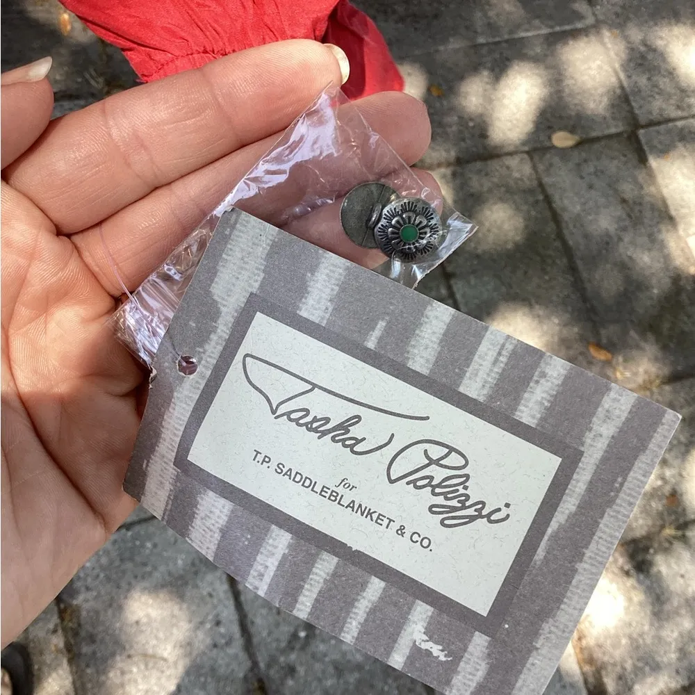 NWT Red Silk Ruffled Long Sleeve Blouse with Black Floral Embroidery (flaws) Size M - Image 8