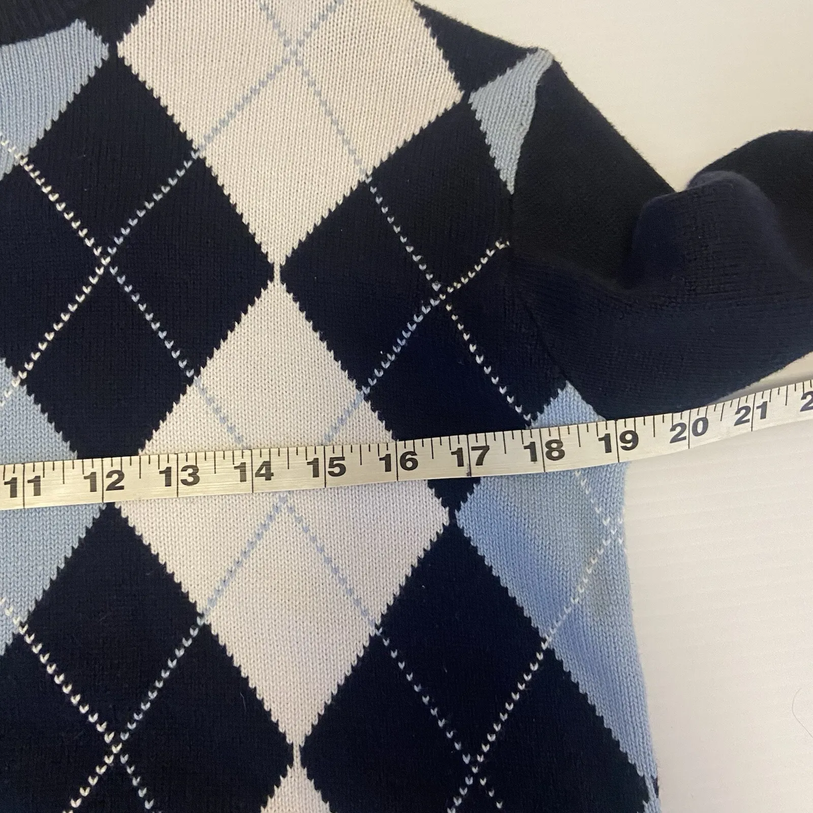 Brandy Melville Blue White Argyle Bernadette Sweater Preppy Y2K Academia 90s Size undefined - Image 7