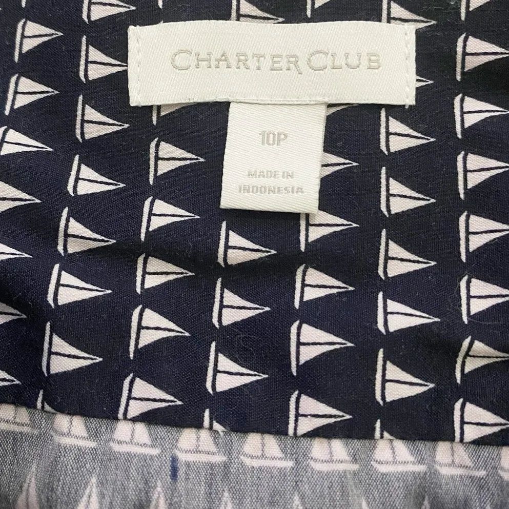 Charter Club Sleeveless Sailboat‎ Print Blouse Intrepid Blue Combo Top 10P - Image 8