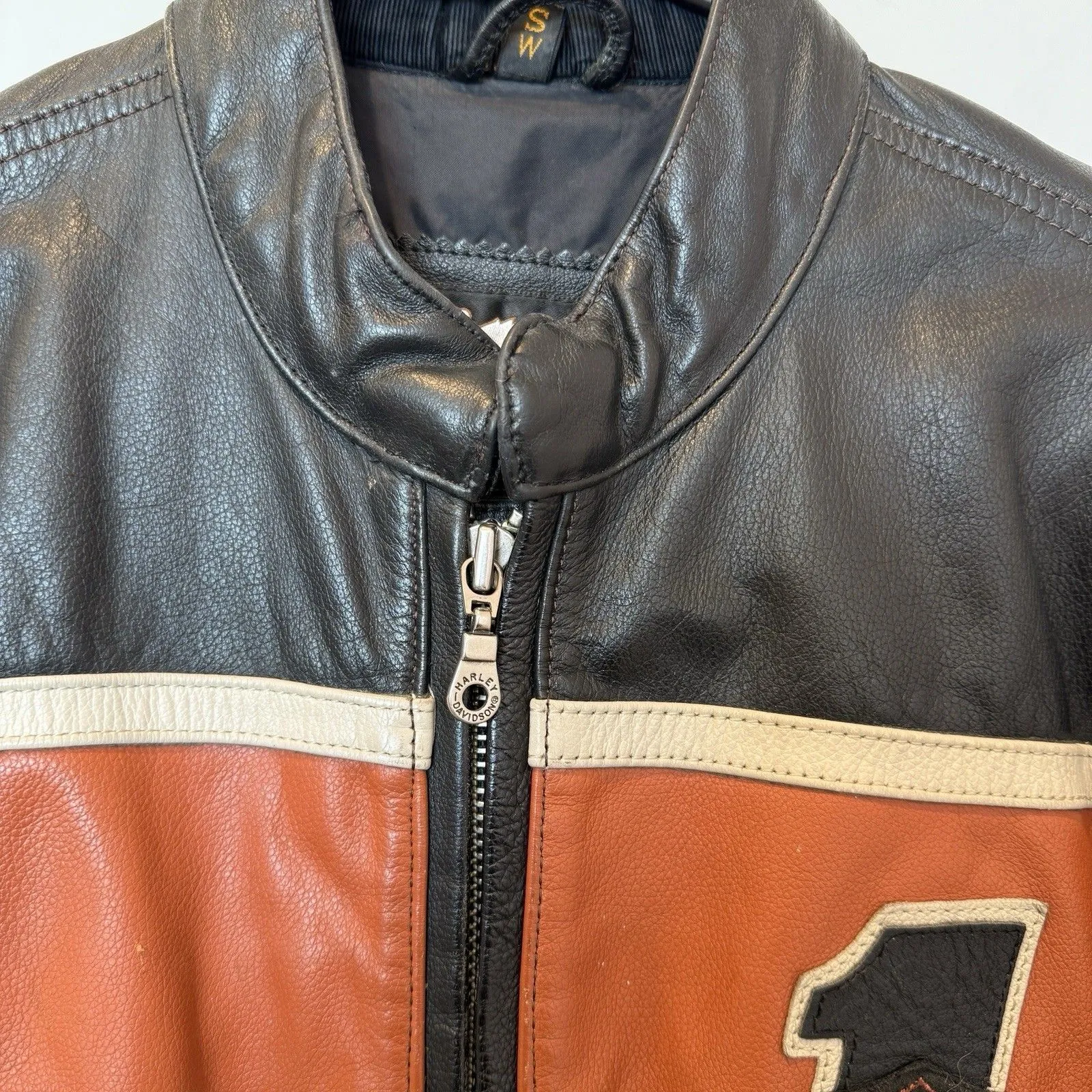 Vintage Harley Davidson Womens Victory Lane #1 Leather Jacket Size Small Heavy Black - Image 3