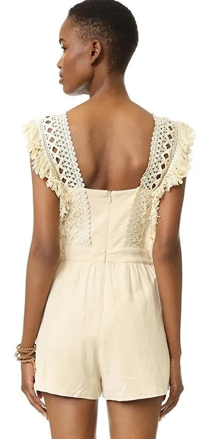 Moon River Beige Fringe Romper - Image 2