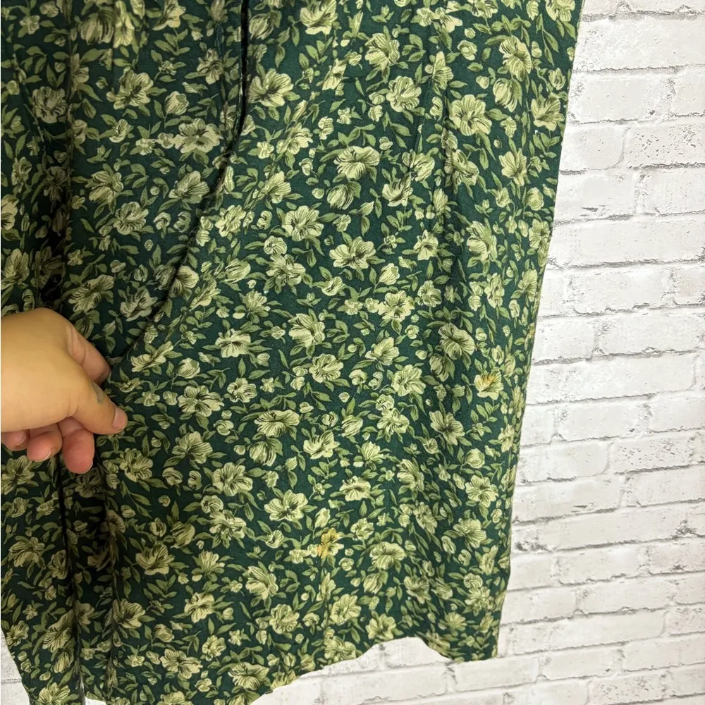 Vintage Deep Green Floral Print Cottagecore Romper - Image 6