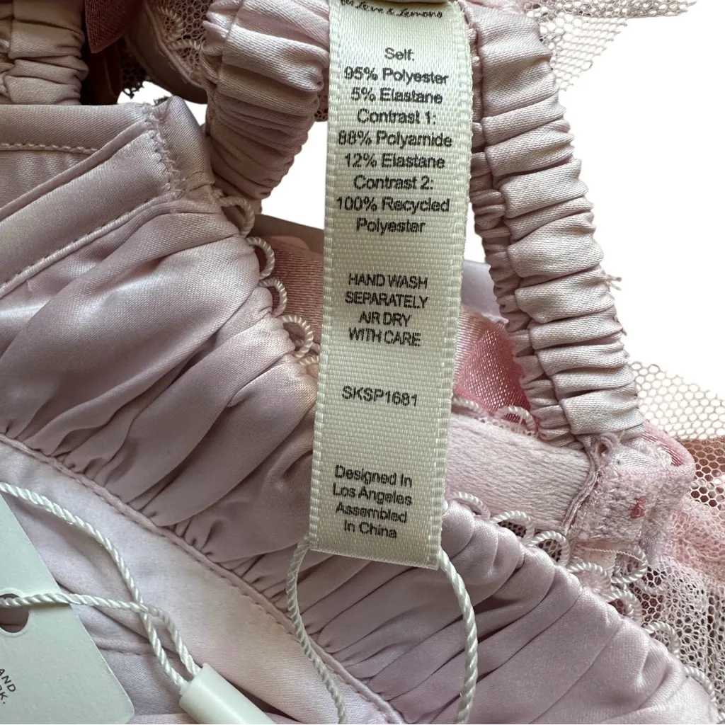 For Love & Lemons Pink Heart Corset Bustier Top Mesh Lace Up Back Coquette S NWT - Image 9