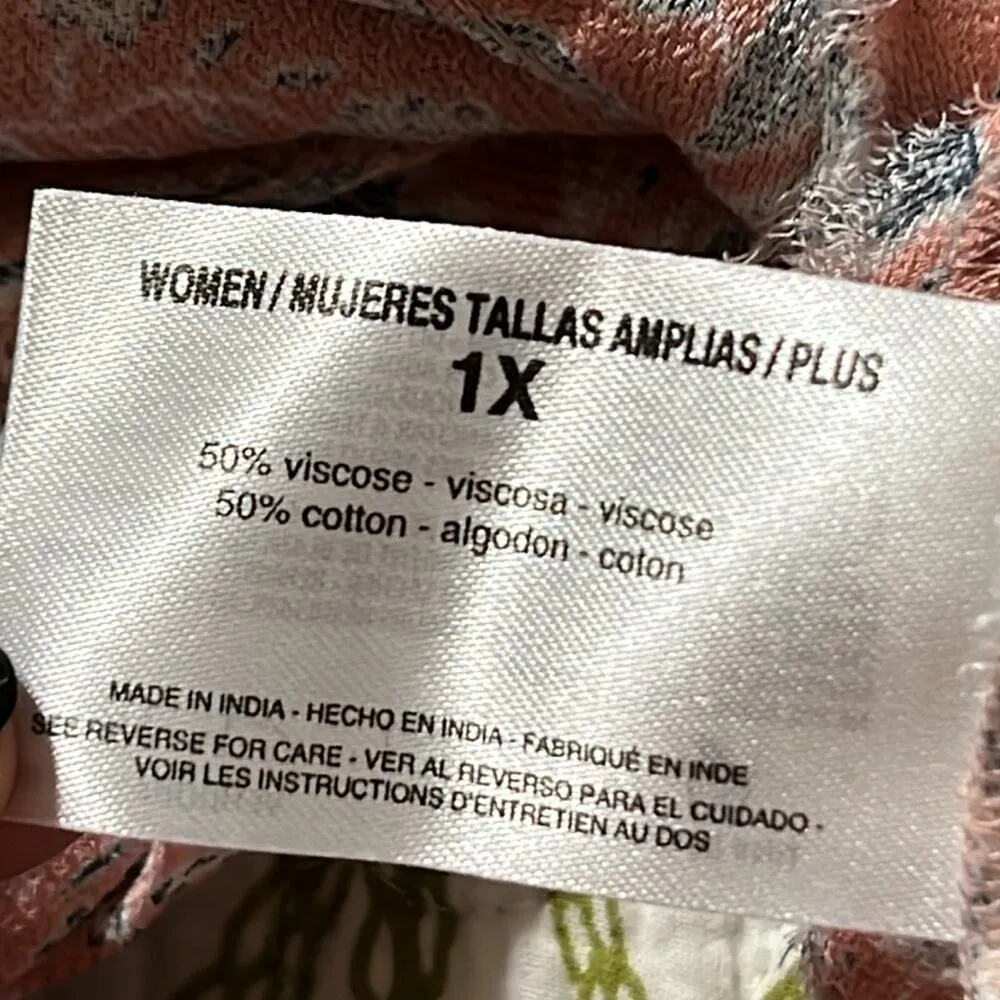 WILLIAMRAST womens plus size 1X Atwood rosette winter foliage blouse beaded ties - Image 4