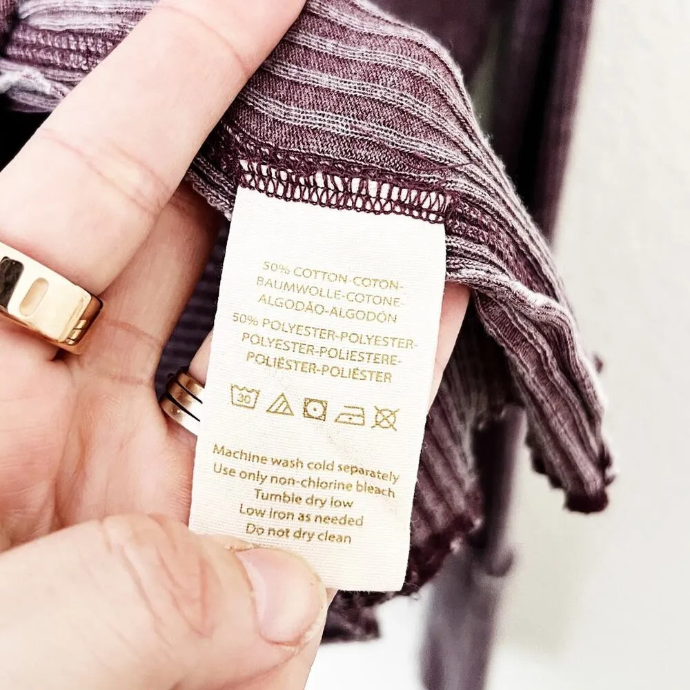 [Free People] Wine Purple Oceanview V-Neck Long Sleeve Oversized Thermal Top XS - Image 13