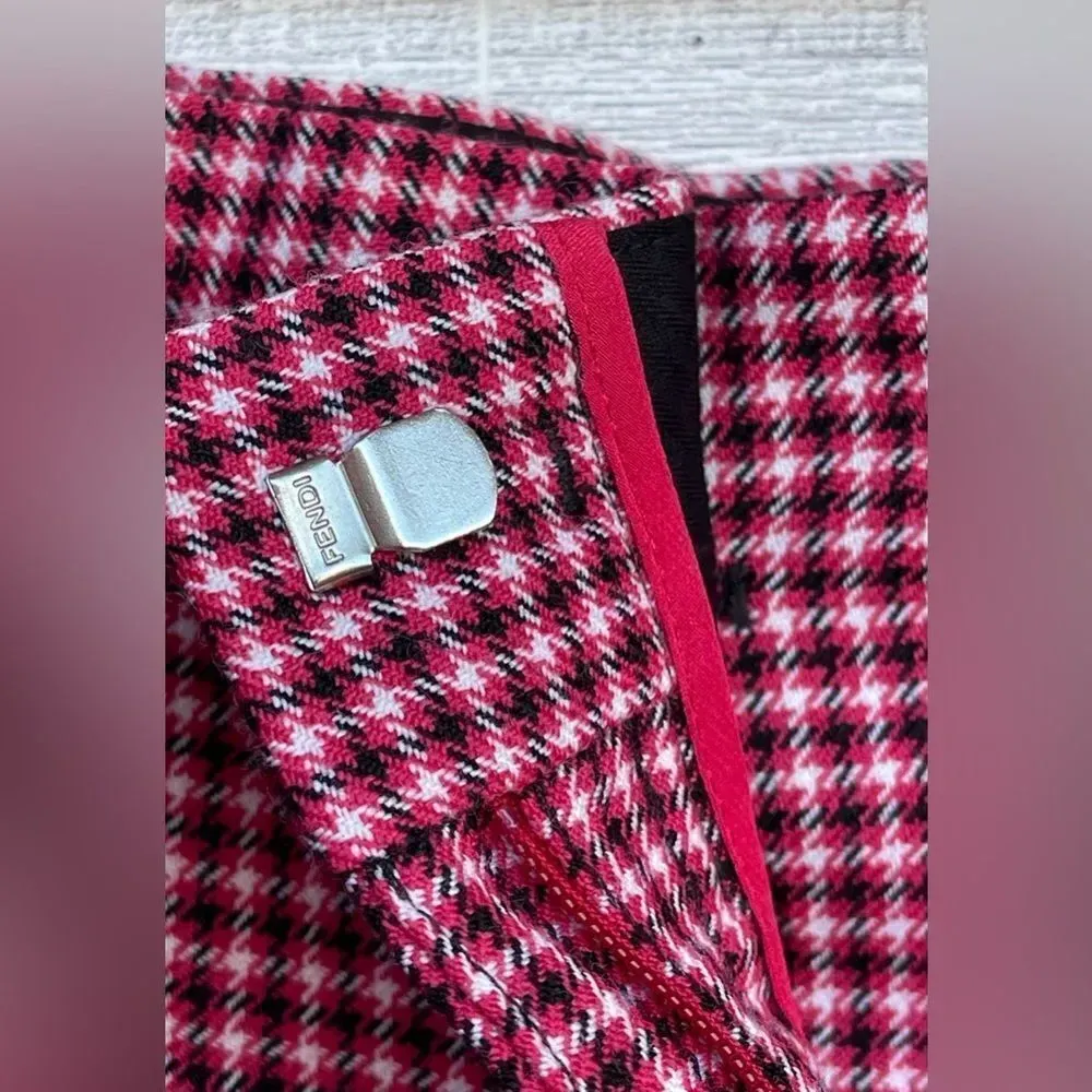 FENDI
Houndstooth Virgin Wool Pants In jelly size 36/4 - Image 8