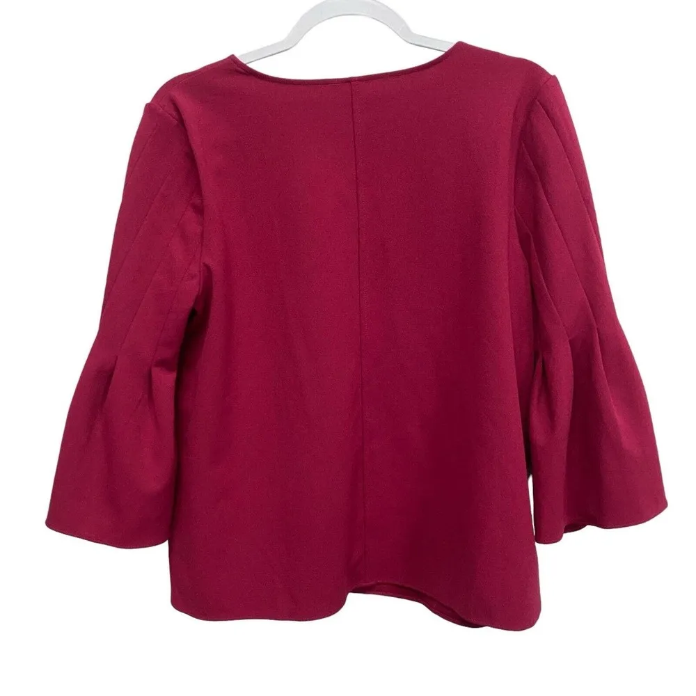 Ann Taylor Women's Medium Winter Fluted Sleeve Top pink Blouse Casual Adult - Image 2