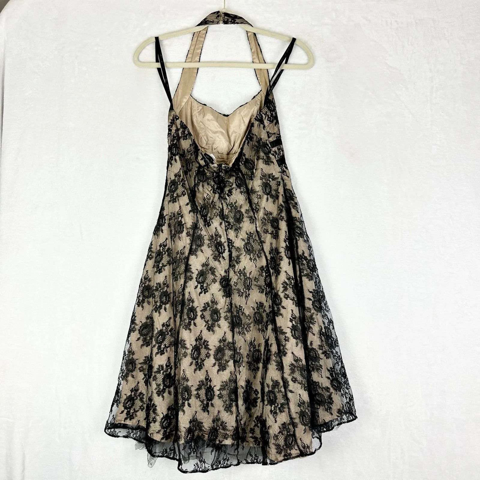 Zum Zum Vintage Y2K Lace Illusion Halter Dress Size Small Whimsigoth Fairy Tulle Black - Image 2