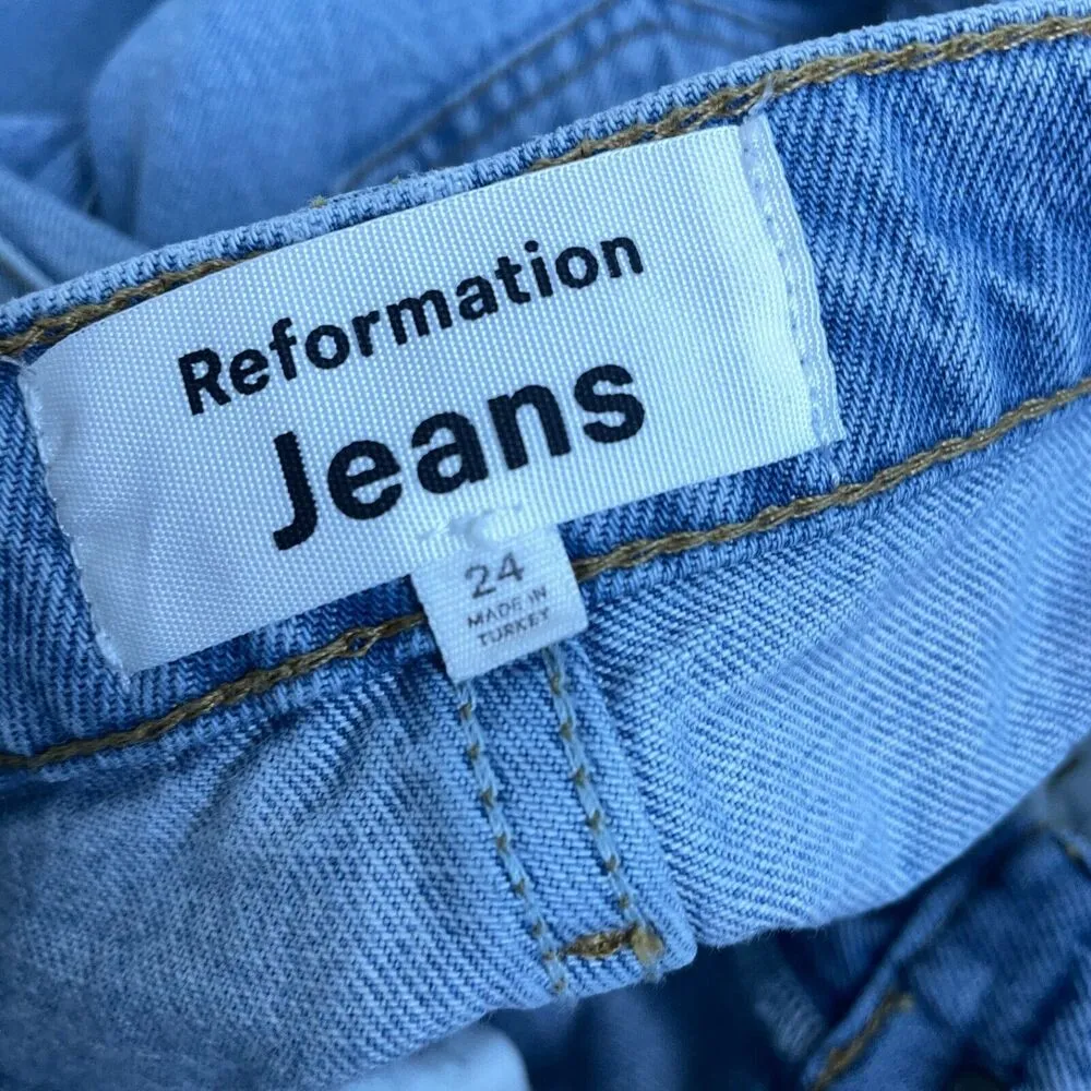 Reformation Wilder High Rise Wide Leg Crop Jeans Denim Cotton 27" Womens Size 24 - Image 8