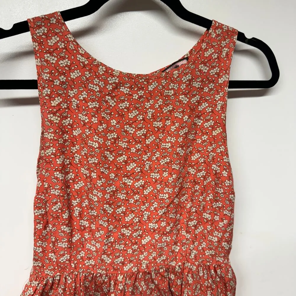 Juicy Couture Womens Orange White Micro Print Silk Fit Flare Skater Dress 2/XS - Image 3