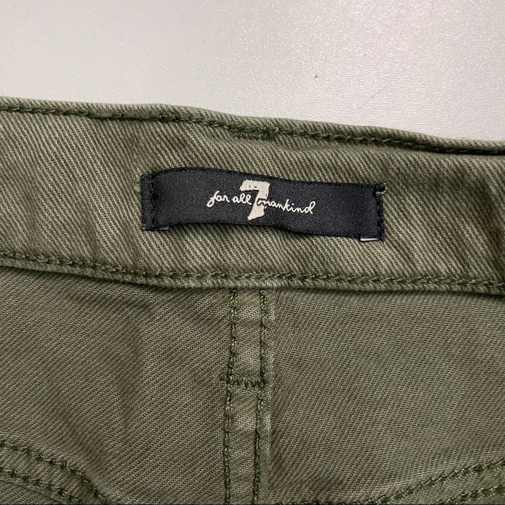Shorts Cut Off Raw Hem Denim Jean Pockets Olive Army Green - Image 5