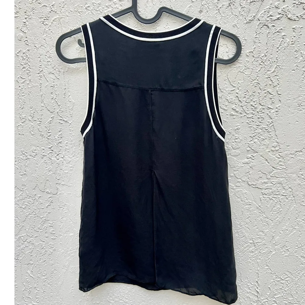 Rag & Bone Sleeveless Round Neck Contrasting Trim Tank Top Black Women's Size XS - Image 2