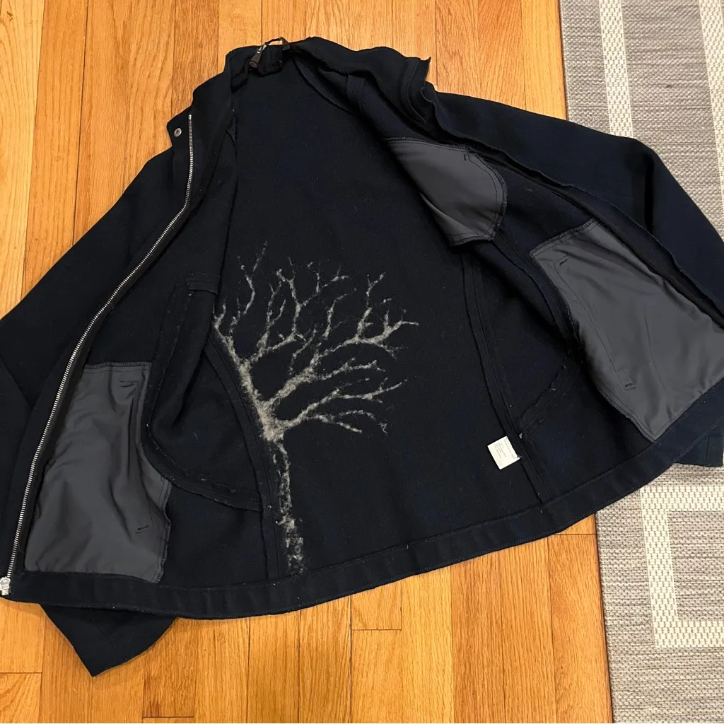 Nau Wool Jacket Navy Contrast Wool Design Size Small Blue - Image 4