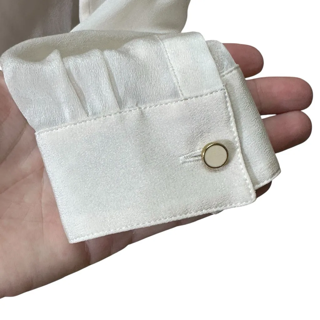 Robert Graham NWT 100% Silk Ivory Long Sleeve Button Down Shirt Blouse XS Lexi - Image 5