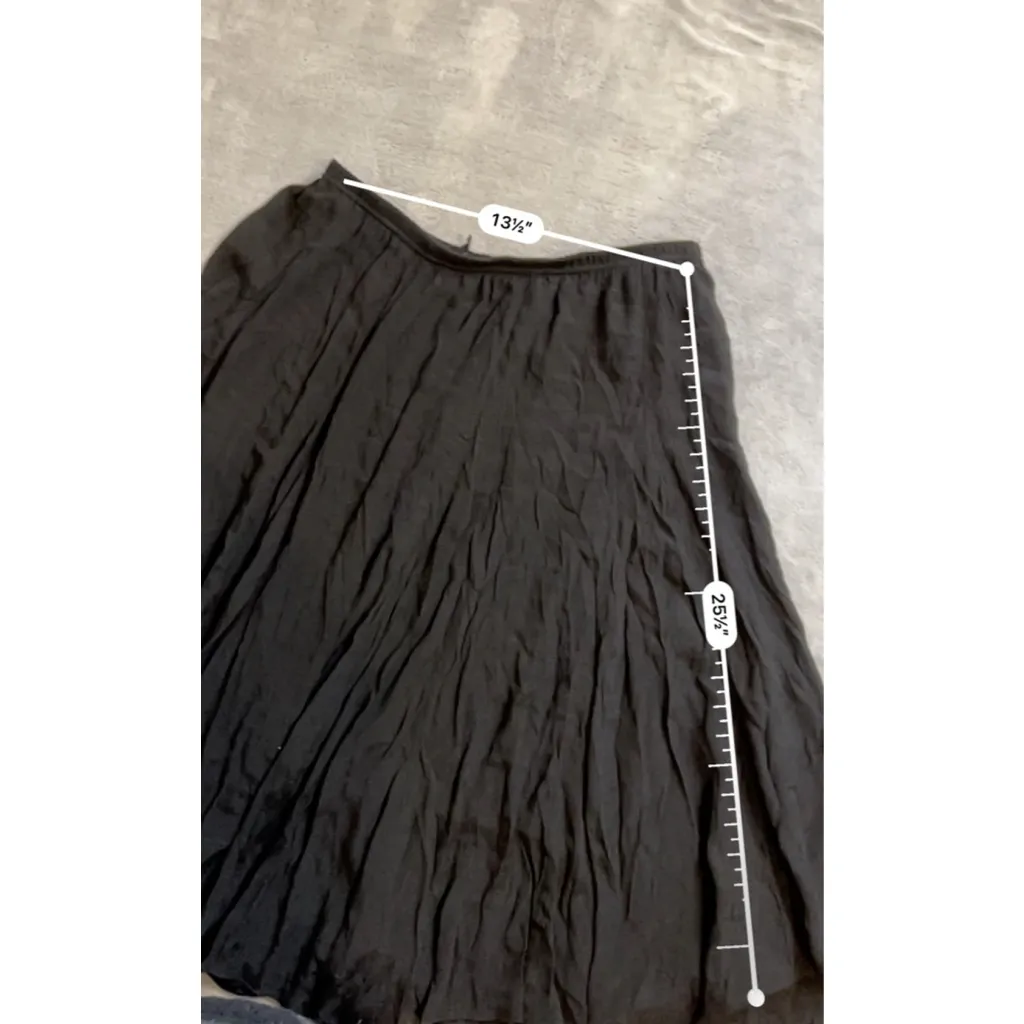 Women's Vintage Goth Victorian Black Krinkled MIDI Skirt Large - Image 5