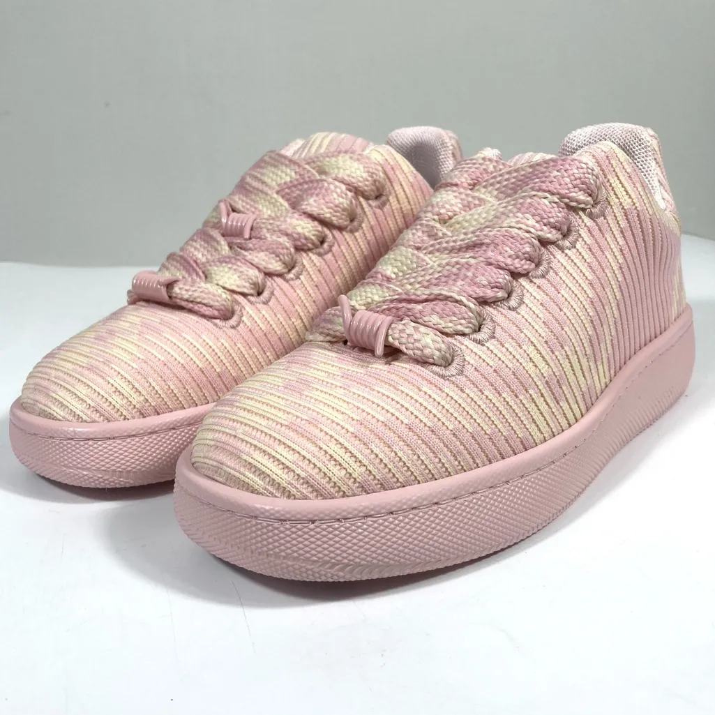 Burberry Knit Low Top Sneakers Cameo Pink Check Size 39 6 UK 9 US NEW - Image 6
