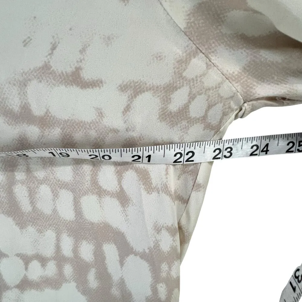 Cynthia Rowley Blouse Womens L Cream Abstract 3/4 Peasant Hi Low Popover Top - Image 5