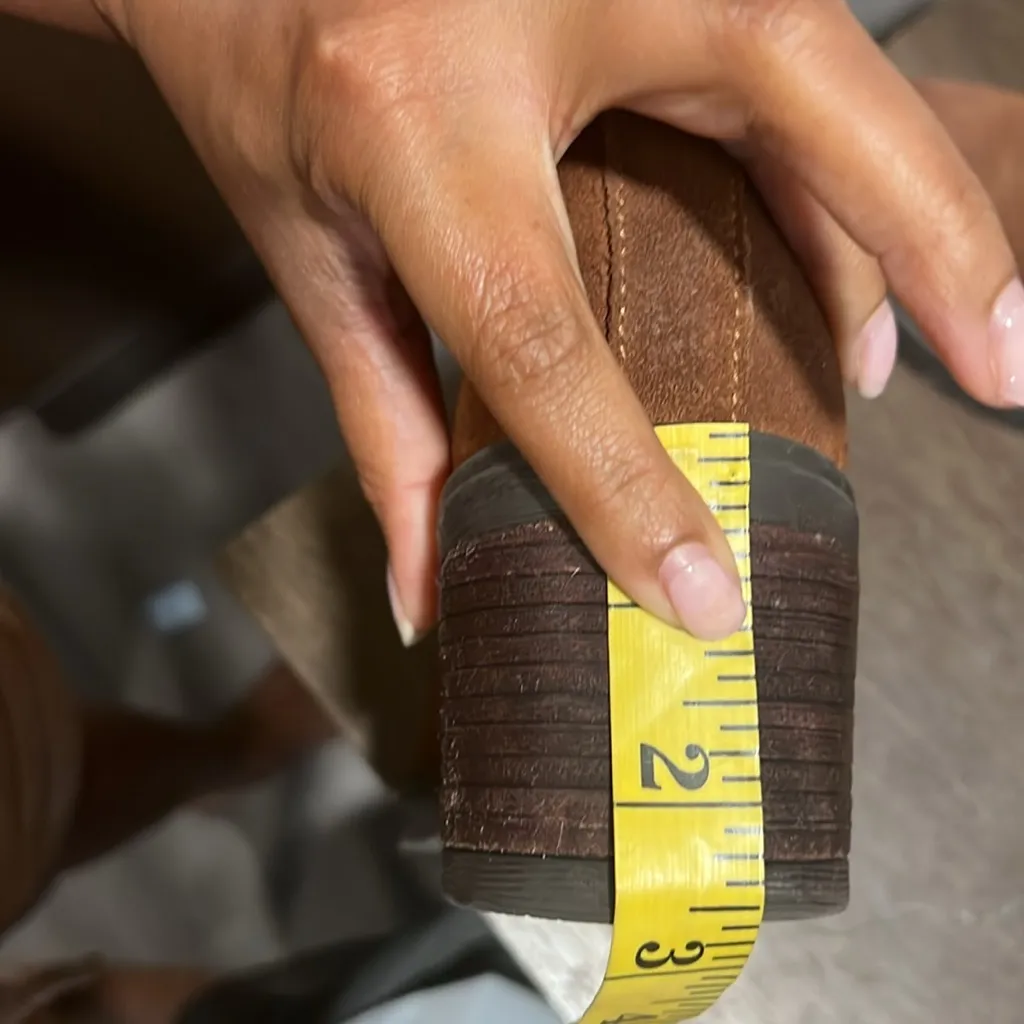 Brown Suede‎ Heeled Boots with Buckle Details Size 8 - Image 11